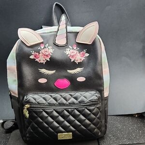 Betsey Johnson Black Unicorn Backpack